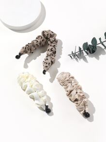 3 piezas Clip de banana para el pelo con diseño fruncido - Multicolor - Ver 1