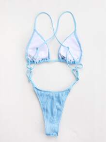 Swim Vcay Phụ nữ một mảnh Lộ Lưng Hội Chữ thập màu trơn Gợi cảm - Màu xanh nhạt - Xem 3