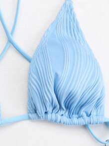 Swim Vcay Phụ nữ một mảnh Lộ Lưng Hội Chữ thập màu trơn Gợi cảm - Màu xanh nhạt - Xem 4