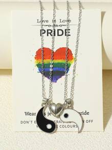 2pcs Couple Yin & Yang Charm Magnetic Necklace - Multicolor - View 3