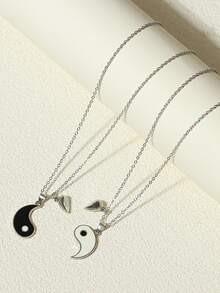 2pcs Couple Yin & Yang Charm Magnetic Necklace - Multicolor - View 6