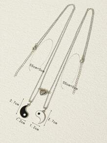 2pcs Couple Yin & Yang Charm Magnetic Necklace - Multicolor - View 7