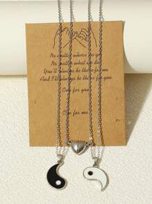2pcs Couple Yin & Yang Charm Magnetic Necklace - Multicolor - View 8