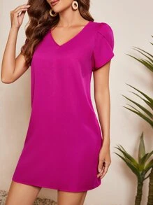 SHEIN Clasi Đầm Trọn gói màu trơn Giải trí - Màu Hồng Tươi - Xem 1