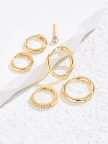 6 cái Rhinestone Decor Hoop Bông tai Trang sức bằng đồng - Vàng - Xem 2