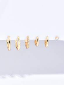 6 cái Rhinestone Decor Hoop Bông tai Trang sức bằng đồng - Vàng - Xem 3