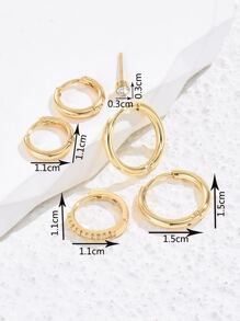 6 cái Rhinestone Decor Hoop Bông tai Trang sức bằng đồng - Vàng - Xem 5