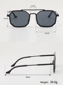 Men Top Bar Geometric Frame Fashion Glasses Casual Shades Accessories For Summer Beach Vacation,Outdoor,Travel - Black - View 5