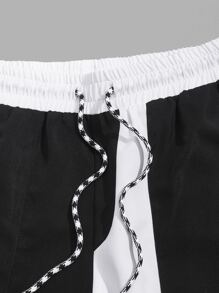 Manfinity VCAY Quần Nam Dây kéo Túi Khối Màu Đường phố - Đen và trắng - Xem 4