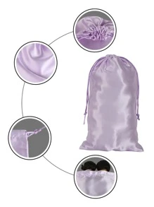 1pc Satin Wig Storage Bag - Mauve Purple - View 5