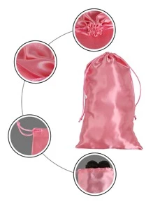 1pc 18*30CM Satin Wig Storage Bag - Dusty Pink - View 3