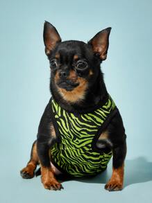 PETSIN 1pc Zebra Striped Print Pet Tank - Multicolor - View 1