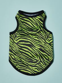 PETSIN 1pc Zebra Striped Print Pet Tank - Multicolor - View 4