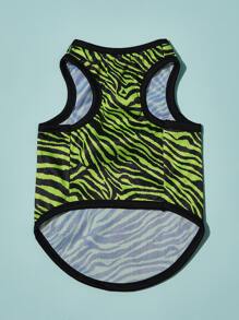 PETSIN 1pc Zebra Striped Print Pet Tank - Multicolor - View 5