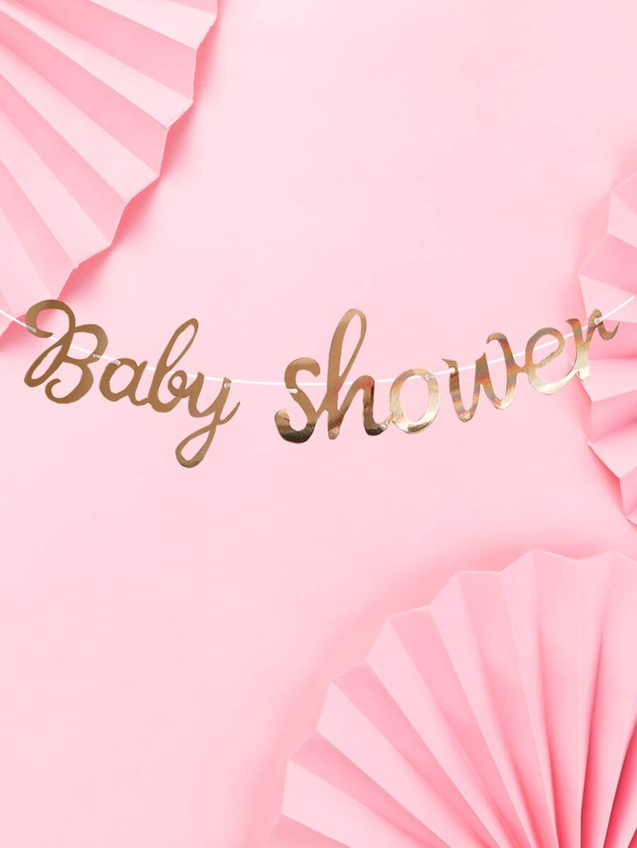 1pc Rose Gold Baby Shower Paper Pull Flag, Suitable For Birthday Party Decorations - Rose Gold - View 1