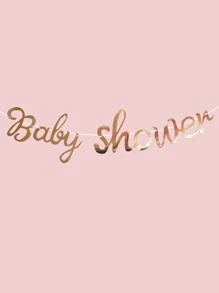 1pc Rose Gold Baby Shower Paper Pull Flag, Suitable For Birthday Party Decorations - Rose Gold - View 3