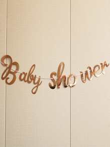 1pc Rose Gold Baby Shower Paper Pull Flag, Suitable For Birthday Party Decorations - Rose Gold - View 4