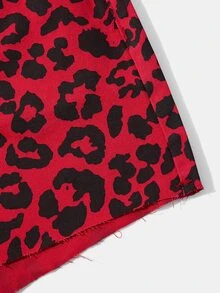 Shorts con estampado de leopardo bajo crudo - Rojo - Ver 3