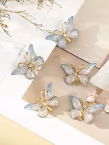 5 cái Bướm Trang Trí Nội Thất Cá Sấu Tóc Kẹp - Màu xanh lam - Xem 1