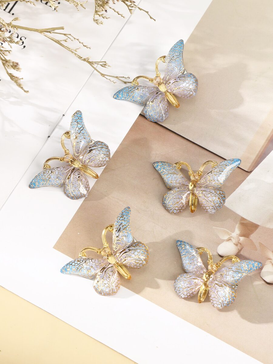 5 cái Bướm Trang Trí Nội Thất Cá Sấu Tóc Kẹp - Màu xanh lam - Xem 1