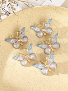 5 cái Bướm Trang Trí Nội Thất Cá Sấu Tóc Kẹp - Màu xanh lam - Xem 2