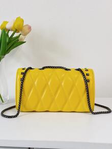 Đúng mốt Màu thuần Cô gái Goth hiện đại Chuỗi Với đinh tán Phong cách đường phố Túi đeo chéo Túi đeo vai , Hoàn hảo Đối với Mua sắm - Màu vàng - Xem 5