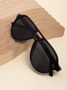 1 件装男女通用儿童黑色飞行员风格时尚防护眼镜，采用复古简约设计，适合日常佩戴、海滩、旅行和度假