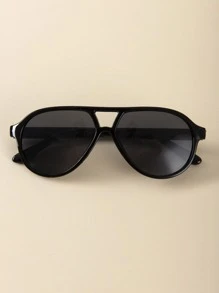 1 件装男女通用儿童黑色飞行员风格时尚防护眼镜，采用复古简约设计，适合日常佩戴、海滩、旅行和度假