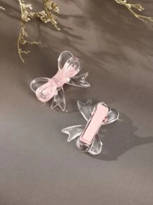 5 件装蝴蝶结装饰发夹，适合女孩日常发型休闲可爱情人节 - 粉色 - 查看 4