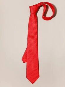 Men Glitter Detail Tie - Red - View 2