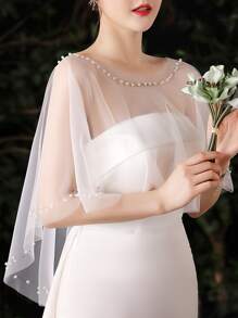 Rhinestone & Faux Pearl Decor Wedding Wrap