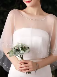 Rhinestone & Faux Pearl Decor Wedding Wrap