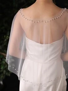 Rhinestone & Faux Pearl Decor Wedding Wrap