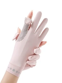 1 đôi găng tay thể thao chống nắng họa tiết hình học - Màu Hồng baby - Xem 4