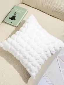 Heart Tufted Cushion Cover Without Filler, White Soft Throw Pillow Case For Sofa, Home Decor - White - View 4