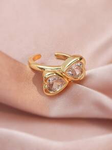 1 Vòng Đính Đá Cubic Zirconia Quyến Rũ Trang Trí Trái Tim Vòng Đeo Tay Cho Nữ Trang Trí Hàng Ngày - Vàng - Xem 2