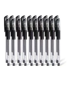 Bulletproof Your Workday: 10 Refillable 0.5mm Gel Pens for Office Signatures - Black - View 4