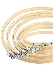 6 Cái/bộ Khung Thêu Tay Bằng Tre, Vòng Thêu Tối Giản Để May Vá - Màu be - Xem 4