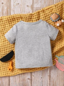 Baby Boy Giraffe Print Tee - Grey - View 2