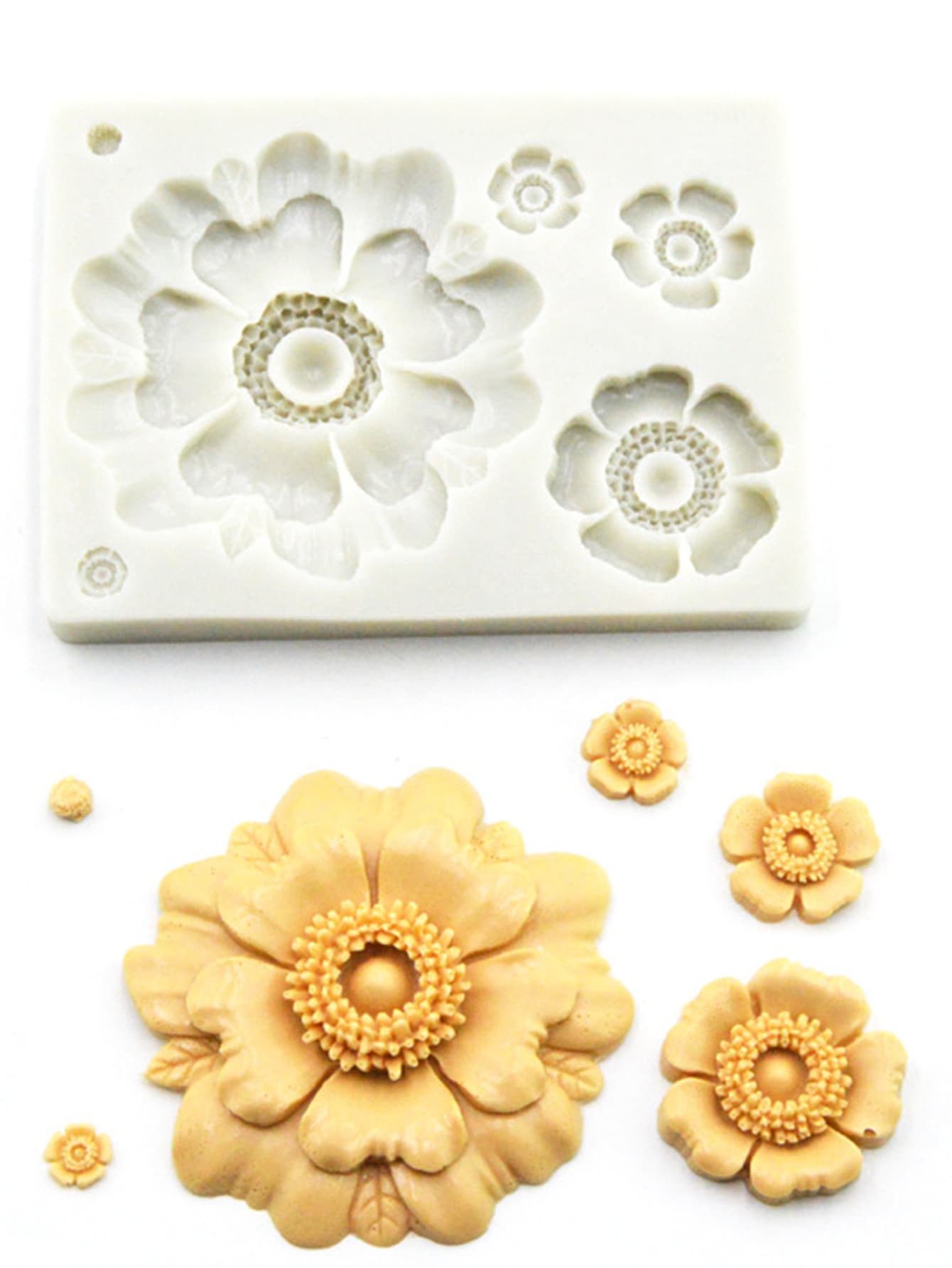 1入組花朵形狀DIY矽膠模具 - 淺灰色 - 查看 1