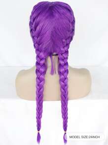 13*3 Lace Front Long Braided Synthetic Wig - Purple - View 2