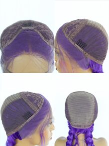 13*3 Lace Front Long Braided Synthetic Wig - Purple - View 7