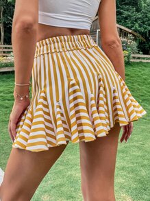 Falda con estampado de rayas godet - Multicolor - Ver 2