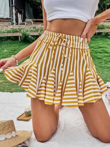 Falda con estampado de rayas godet - Multicolor - Ver 3