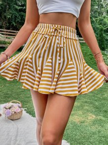 Falda con estampado de rayas godet - Multicolor - Ver 4