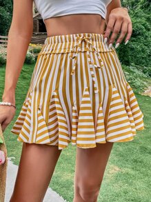 Falda con estampado de rayas godet - Multicolor - Ver 5