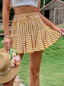 Falda con estampado de rayas godet - Multicolor - Ver 6