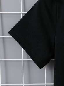 SHEIN Boys Letter & Bear Print Tee - Black - View 5