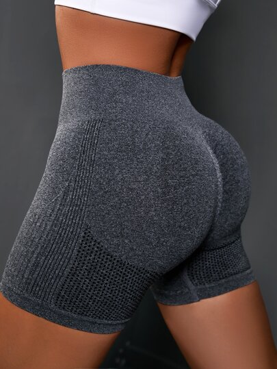 Short de sport unicolore taille haute
