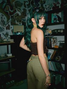 ROMWE Street Life Lace Up Ruffle Hem Tube Top - Chocolate Brown - View 2